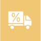 Truck icon with percentage symbol, yellow background.