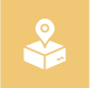 Map pin on box, yellow background icon.