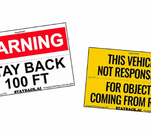 Warning signs for vehicle safety distance.